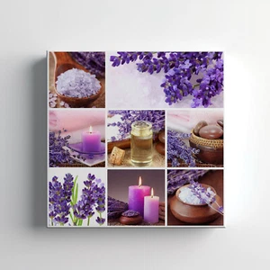 Lavender Spa Zen Collage Canvas Print Wall Art, Stylish Home Decor Wall Hanging - Picture 1 of 12
