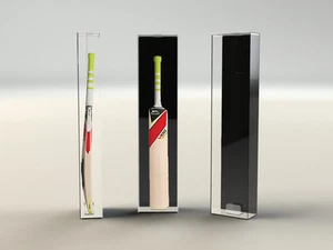 Cricket Bat Deluxe Display Case UV Acrylic -Vertical Wall Mountable - Picture 1 of 3