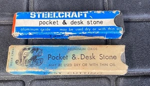 Vintage Pocket & Desk Stones Lot of 2- Bear Creek & SteelCraft Aluminum Oxide - Picture 1 of 14