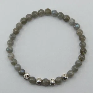 Pulsera elástica natural y genuina con cuentas de plata esterlina #9 - Imagen 1 de 6