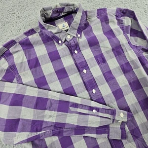 Johnnie O Hangin Out Shirt Mens Large Purple Plaid Long Sleeve Button Up - Picture 1 of 10