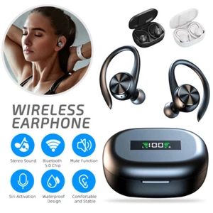 Wireless Headphones Bluetooth 5.0 Earphones Stereo Ear Hook Headset TWS Earbuds - Picture 1 of 15