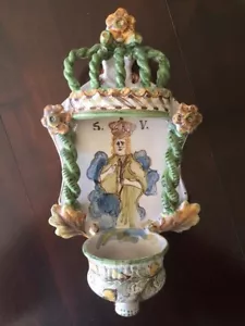 🔴 San Vincenzo Aquasantiera Keramik Fayence orig. Vincenzo Del Monaco 1960 - Bild 1 von 5