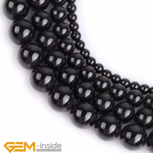 Natural Black Spinel Gemstone Grade AAA Round Beads For Jewelry Making 15"Strand - Foto 1 di 31