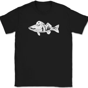 Camiseta Walleye Pesca Paisaje Divertida Caña Carrete Polo Lago Hobby Tee - Imagen 1 de 10