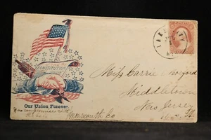 Bürgerkrieg: Minnesota, Lake City (1861) #26 Patriotischer Brief mit Kommentar zu NJ - Bild 1 von 2