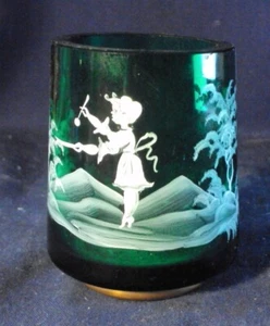 Mary Gregory toothpink holder dark green style glass - Picture 1 of 4