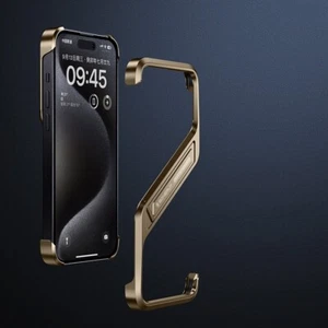 Aluminum Metal S Shape Frameless Hidden Stand Case For iPhone 16 15 14 Pro Max - Picture 1 of 20