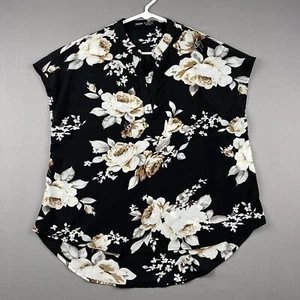 Shein Women's Top Size L Black Floral Pullover Sleeveless - Picture 1 of 7