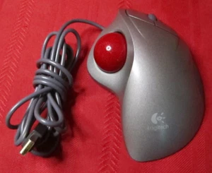 Logitech USB Wired Optical Track Ball TrackMan Wheel Mouse T-BB18 804360-1000 - Picture 1 of 10