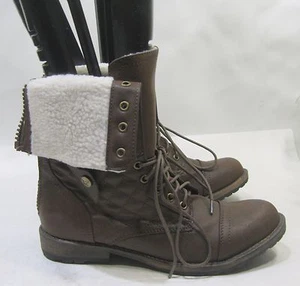 Neu braun 1,5" Blockabsatz Schnürstiefel Combat halbhoher Damen Größe 7 - Bild 1 von 8