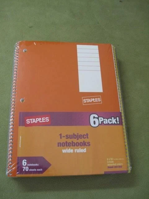 Staples 6 Pack Notebooks 201350 Wide Rules 8 X 10 1/2 Assorted Colors Sealed - Image 1 of 1