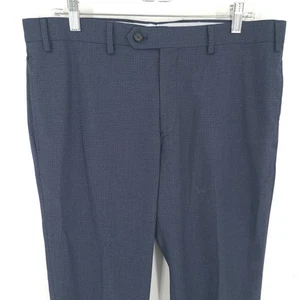 Ralph Ralph Lauren Dress Pants Mens 36 x 30 Navy Blue Micro Check Stretch - Picture 1 of 9