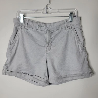 Pantalones cortos chinos Level 99 talla 29 (Anthropologie) mezcla de lino gris elástico Foto 1 de 4