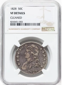 1828 50C Square Base 2, Large 8s, O-108, R.2 -- Cleaned -- NGC Details VF - Picture 1 of 4