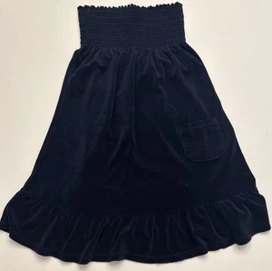 VTG Juicy Couture Navy Terrycloth Strapless Cover-Up Dress Medium Pocket Ruffle - Picture 1 of 9