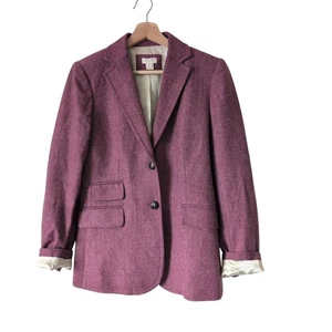 Giacca blazer donna J.Crew viola spina di pesce tweed lana taglia 6 lavoro carriera - Foto 1 di 10