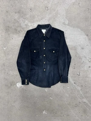 Moda Intl  Leather Shirt Jacket Western Black Suede Rodeo VTG Tall size small - Image 1 of 4