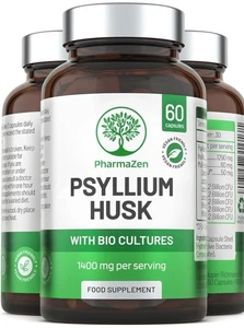Psyllium Husks Capsules with Probiotics -High Fibre Supplement 1400mg-Digestion - Picture 1 of 9