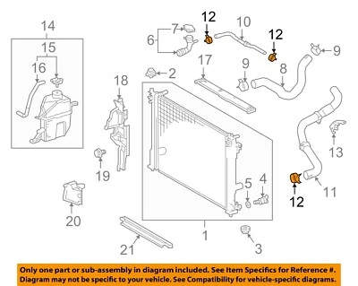 Componentes del radiador de refrigeración TOYOTA OEM 07-23 C-HR - Abrazadera de manguera del radiador 90466A0037 Foto 1 de 2