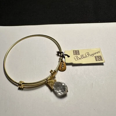 Brazalete Brazalete Mujer Bella Ryann Tono Dorado Con Dije Transparente 7.5 (7 1/2) Pulgadas Foto 1 de 4