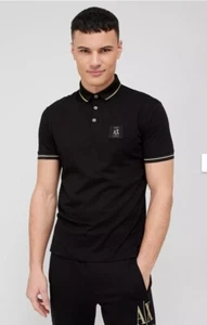 A|X Armani Exchange Men's Metallic Icon Logo Polo Black RRP $85.00 - Picture 1 of 9