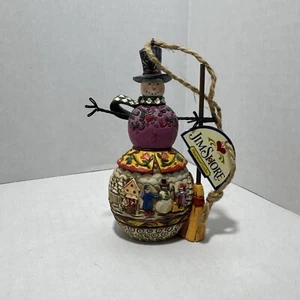 Jim Shore Heartwood Creek Ornament Festive Snowman with Top Hat & Broom 4.5" - Picture 1 of 7