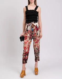RRP €1010 DSQUARED2 Silk Satin Trousers IT40 US4 UK8 S Tropical Belted Cropped - Bild 1 von 8