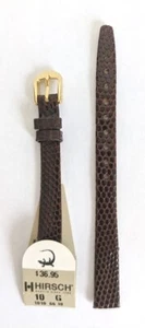 10mm Hirsch Genuine Lizard BROWN Unstitched Watch Band - Picture 1 of 4