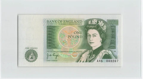 GREAT BRITAIN 1 Pound 1978-80, P-377a Sign: Page, A45 043267, Orig. AU.  ..C4 Cover