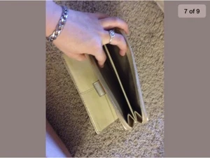 NEW AUTHENTIC COACH beige/gold Accordion Zip Wallet - Picture 1 of 2