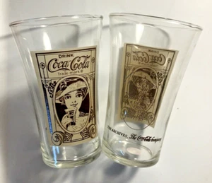 Coca Cola Vintage Coke Glass Victorian Lady - The Archives - Set of 2 EX Rare! - Picture 1 of 10