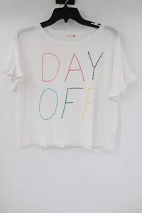 Sundry Women's Size 1 Day Off Embroidered Ruffled Sleeve Tee White Top - Picture 1 of 10