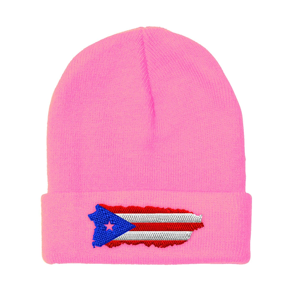Gorros para Hombre Puerto Rico Mapa Bandera Bordado Invierno Sombreros Mujeres Calavera Gorra Foto 1 de 1