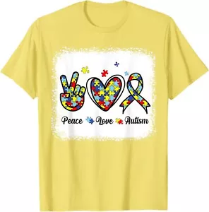 Peace Love Autism Awareness Shirt Kids Women Cute Mom Girl T-Shirt Hoodie - Picture 1 of 10