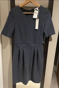 Ladies Esprit Little Dots Dress Polka Dot Size UK S BNWT Blue - Picture 1 of 5