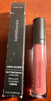 BareMinerals Gen Nude Buttercream Must Have Lip Gloss .13 Ounces NIB free, ship - Image 1 of 2