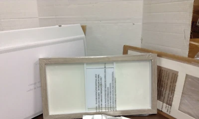 Tapete tríptico de madeira vintage Pottery Barn Kids 3 molduras impressão à mão SEM ARGILA - Imagem 1 de 4