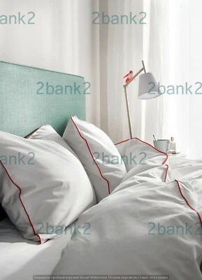 IKEA OF SWEDEN Ikea KUNGSBLOMMA 504.231.58 King Duvet Cover w/2 Pillowcases Bed Set White/Red