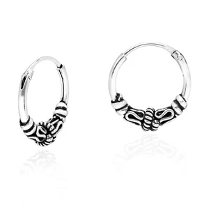 Simply Amazing Balinese Inspired 13mm Sterling Silver Hoop Earrings - Picture 1 of 5