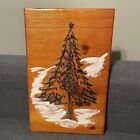 Vintage Handmade Nail Art with Wire String Christmas Tree On Wood 16”x10”
