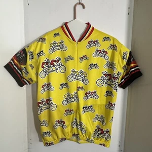 Kucharik Cycling Jersey White Yellow Graphic 1/2 Zip With Pockets Men’s Size L - Picture 1 of 9