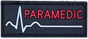 PARAMEDIC HEART RATE LINE 3D GLOW BLACK PVC TACTICAL MILSPEC HOOK MORALE PATCH - Picture 1 of 3
