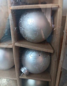 Set of 28 White Pine Glass Christmas Ornaments Box Silver Gold Glitter Teardrop - Picture 1 of 5