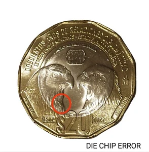 Die Chip Error in $20 pesos of diplomatic relations between Mexico and the US - Picture 1 of 6