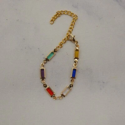 Integrity Toys Barbie Doll Size Belt Gold Chain Multicolor Rectangle Glass Beads - Image 1 of 4