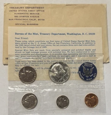 1965 SMS Set Original Envelope 40% Silver Kennedy US Special Mint 5 Coins OGP - Image 1 of 4