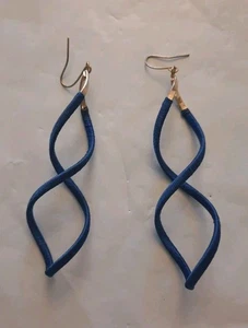 1 Paar große Seidenfaden Ohrringe royalblau  - Bild 1 von 3