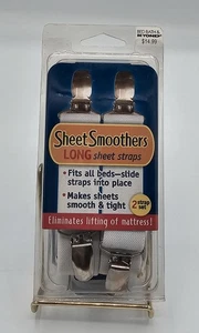 NEW Sheet Smoothers 2 Long Sheet Straps White Adjustable & Fits Any Type of Bed - Picture 1 of 2