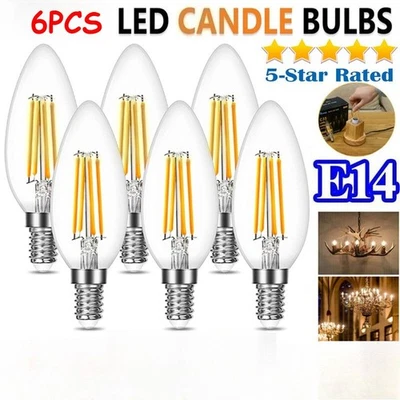 6x E14 LED 4W Candle Light Bulb Warm White Replace Halogen Capsule Lamp